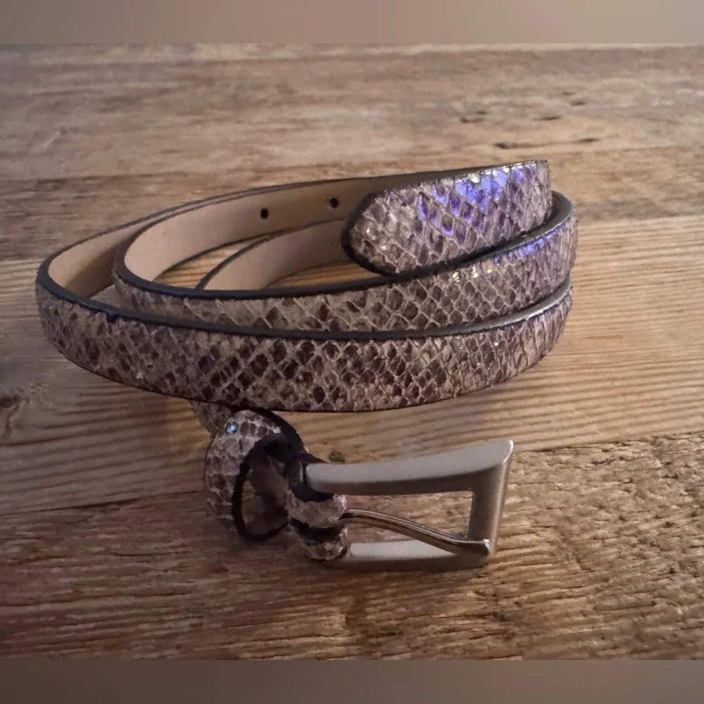 Talbots Womens Leather Snakeskin Belt Size Medium